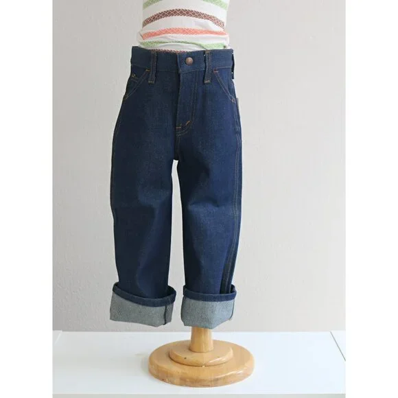 Deadstock, 1970's Vintage Bayly Dark Wash Jeans Kid's Size 5 to 6 Extra Small XS